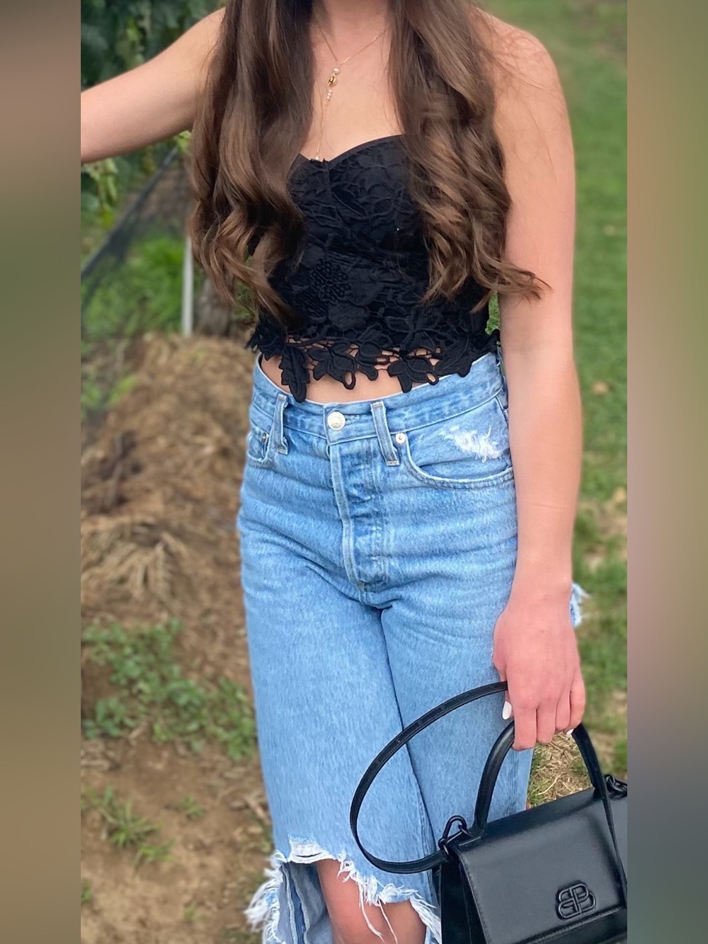 Black Lace Bustier Top